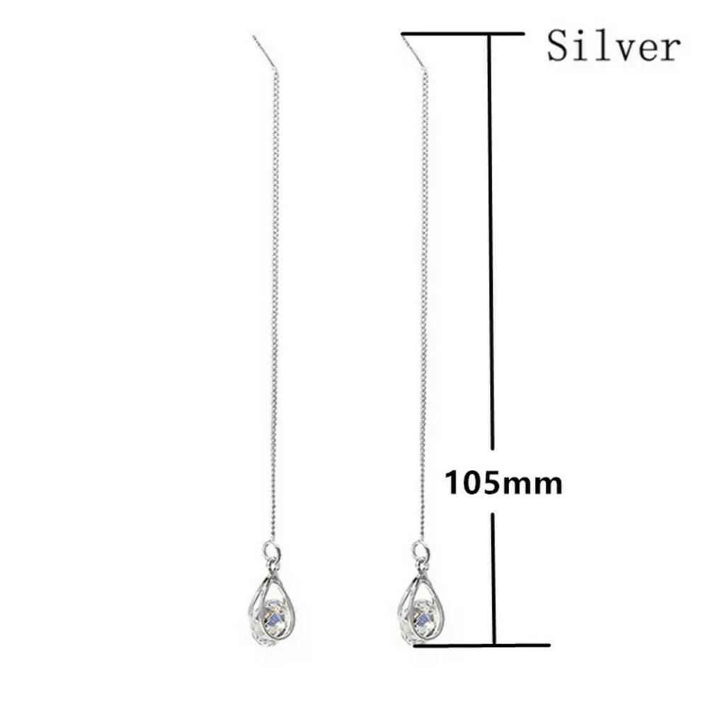 Fashion Long 925 Silver Drop Earrings for Women - Picture 4 of 4